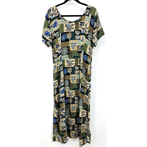 Mango Moon Aloha Hawaiian Dress Size Large L Shift Midi Tropical Women B82 - Picture 1 of 8